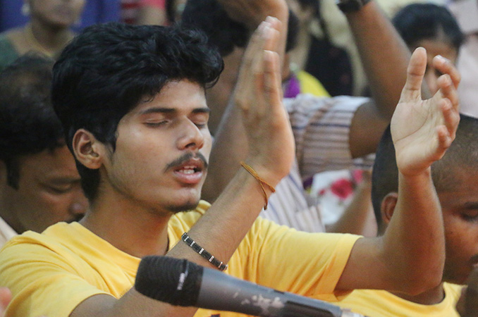 People thronged into the Night Vigil held at Prayer center by Grace Minstry in Mangalore here on Sep 2, 2017. Many received countless miracles, healing, and deliverance. 